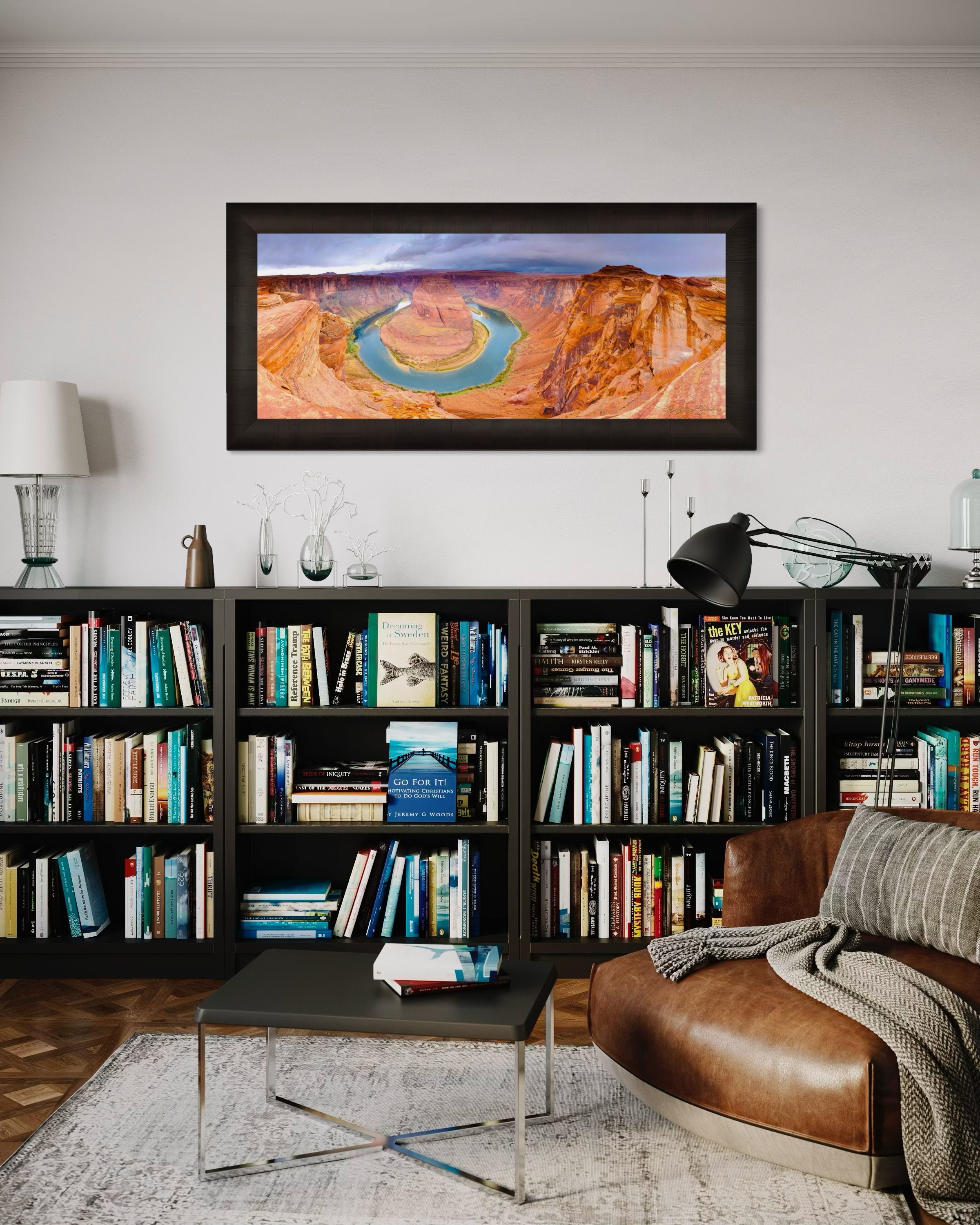 Horseshoe Bend at dawn, Arizona. Sunlight filters through the canyon walls illuminating the curve of the Colorado River. #Finish_Roma Dark Ash Frame