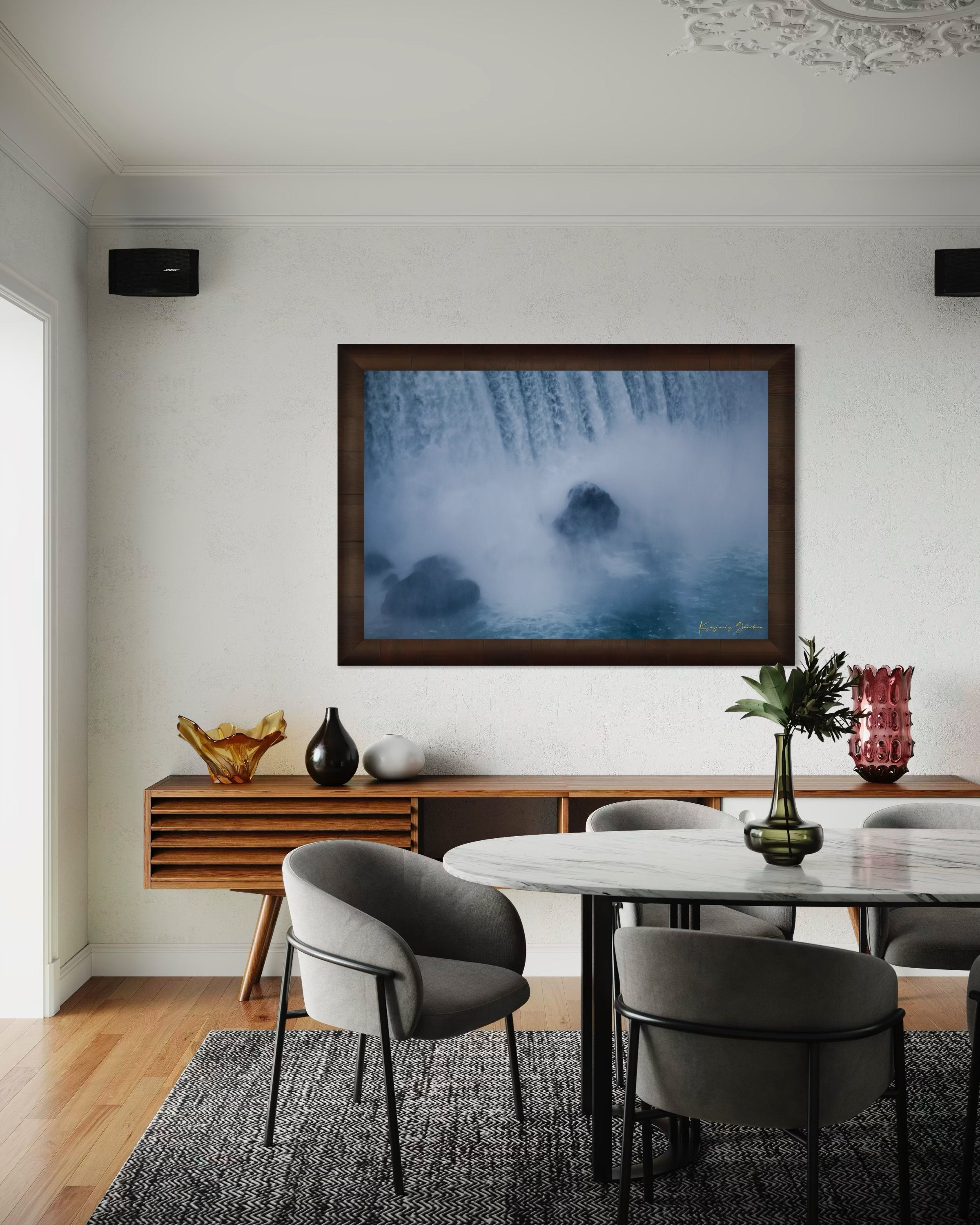 Waterfall at Niagara Falls under daytime light with persistent mist in the air. #Finish_Roma Cigar Leaf Frame