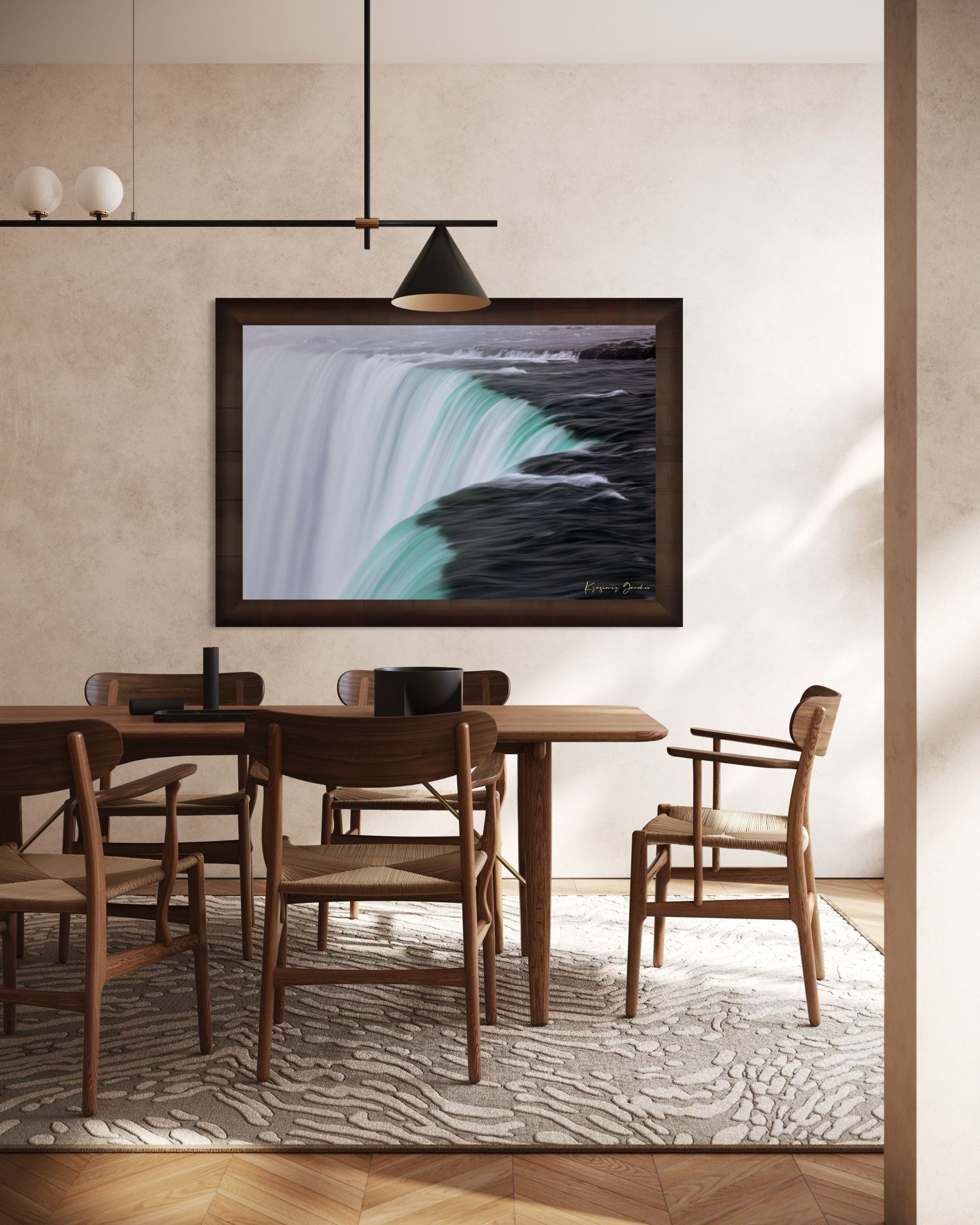 Niagara Falls waterfall surface showing turquoise gradients and motion in daylight. #Finish_Roma Cigar Leaf Frame