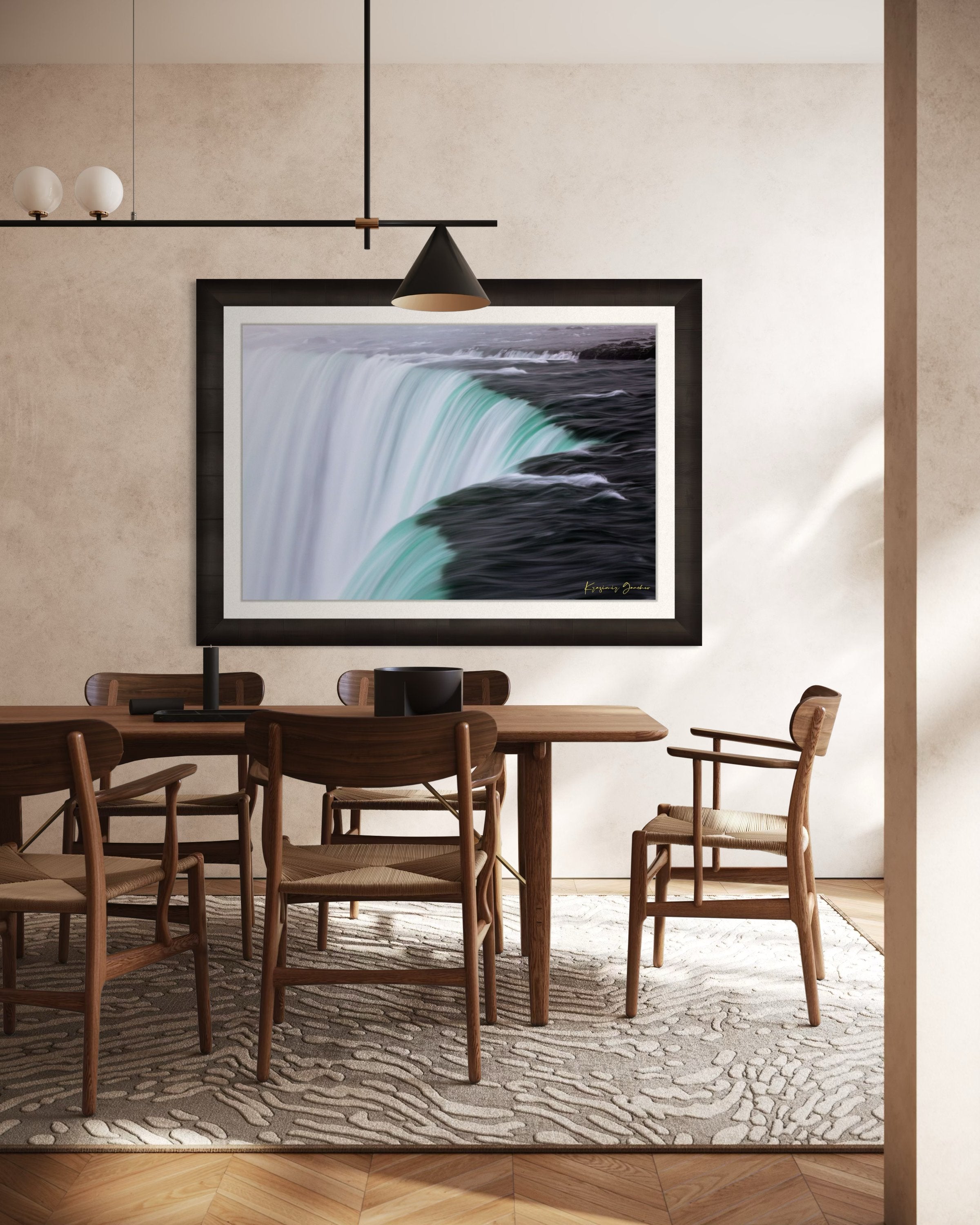 Niagara Falls waterfall surface showing turquoise gradients and motion in daylight. #Finish_Roma Dark Ash Frame & Bright Liner