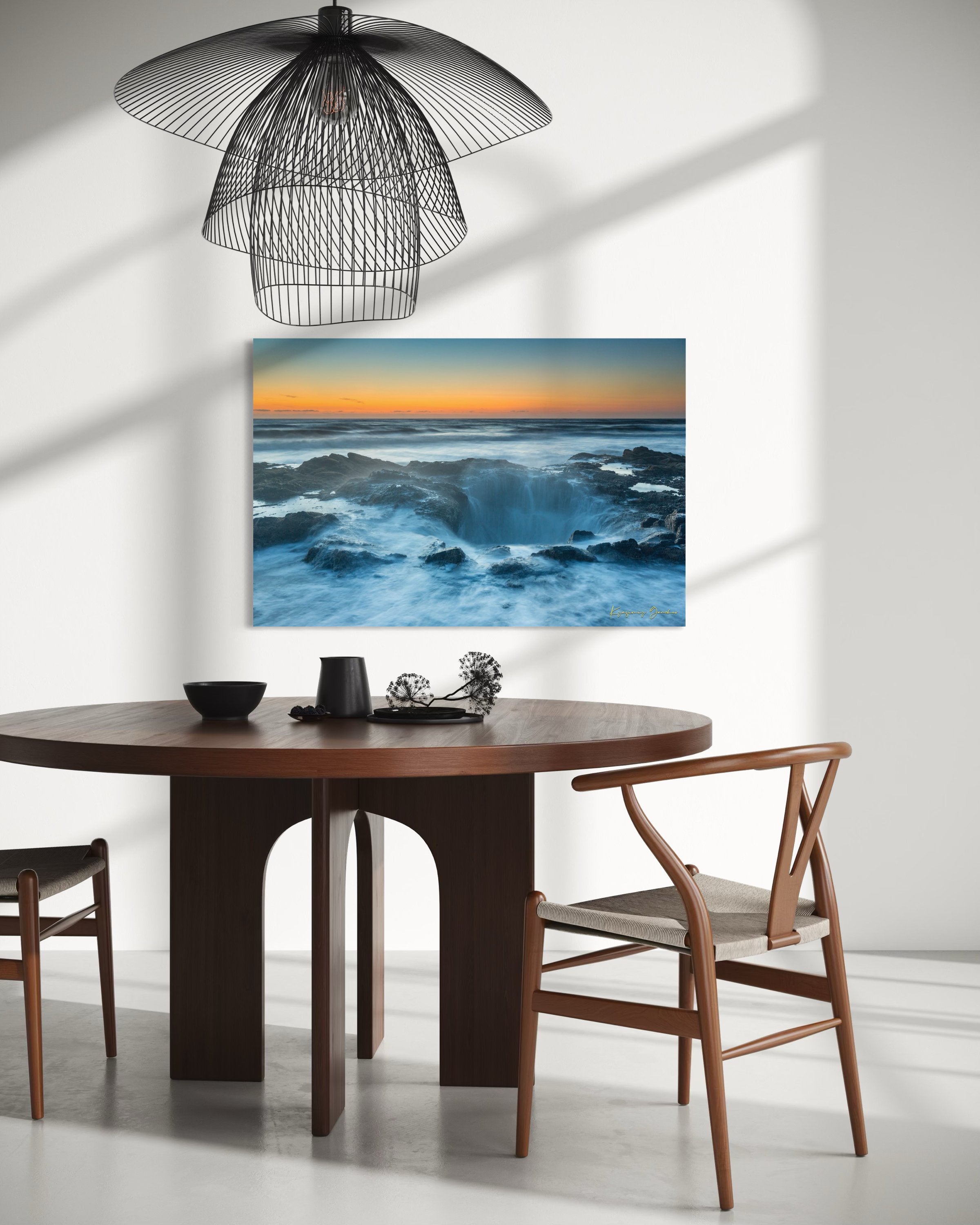 Dusk scene of Thor’s Well with ocean and haze along the Yachats coast, soft gradient sky. #Finish_Acrylic Recess