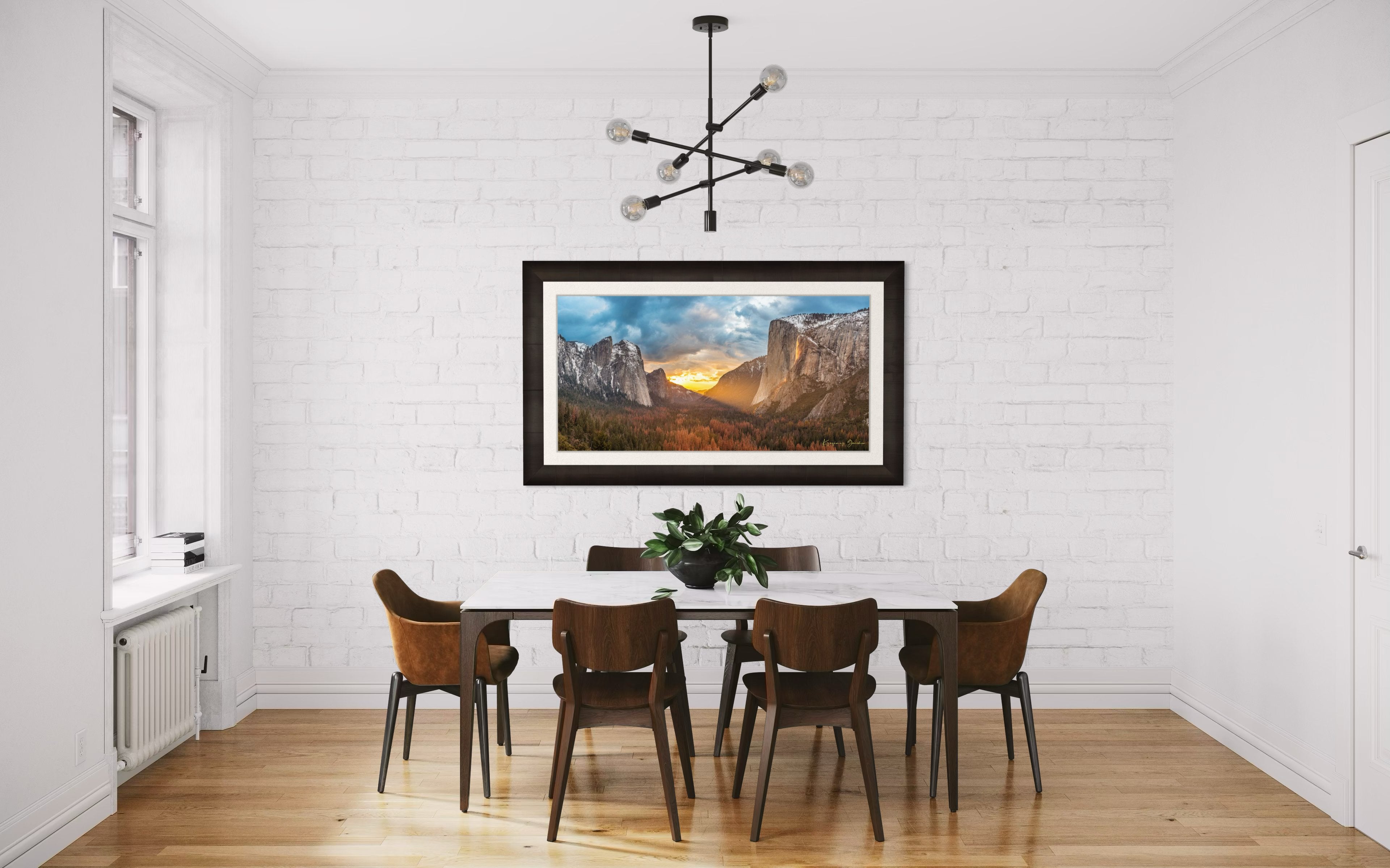 Horsetail Fall illuminated by sunset firefall glow descending the face of El Capitan in Yosemite National Park. #Finish_Roma Dark Ash Frame & Bright Liner