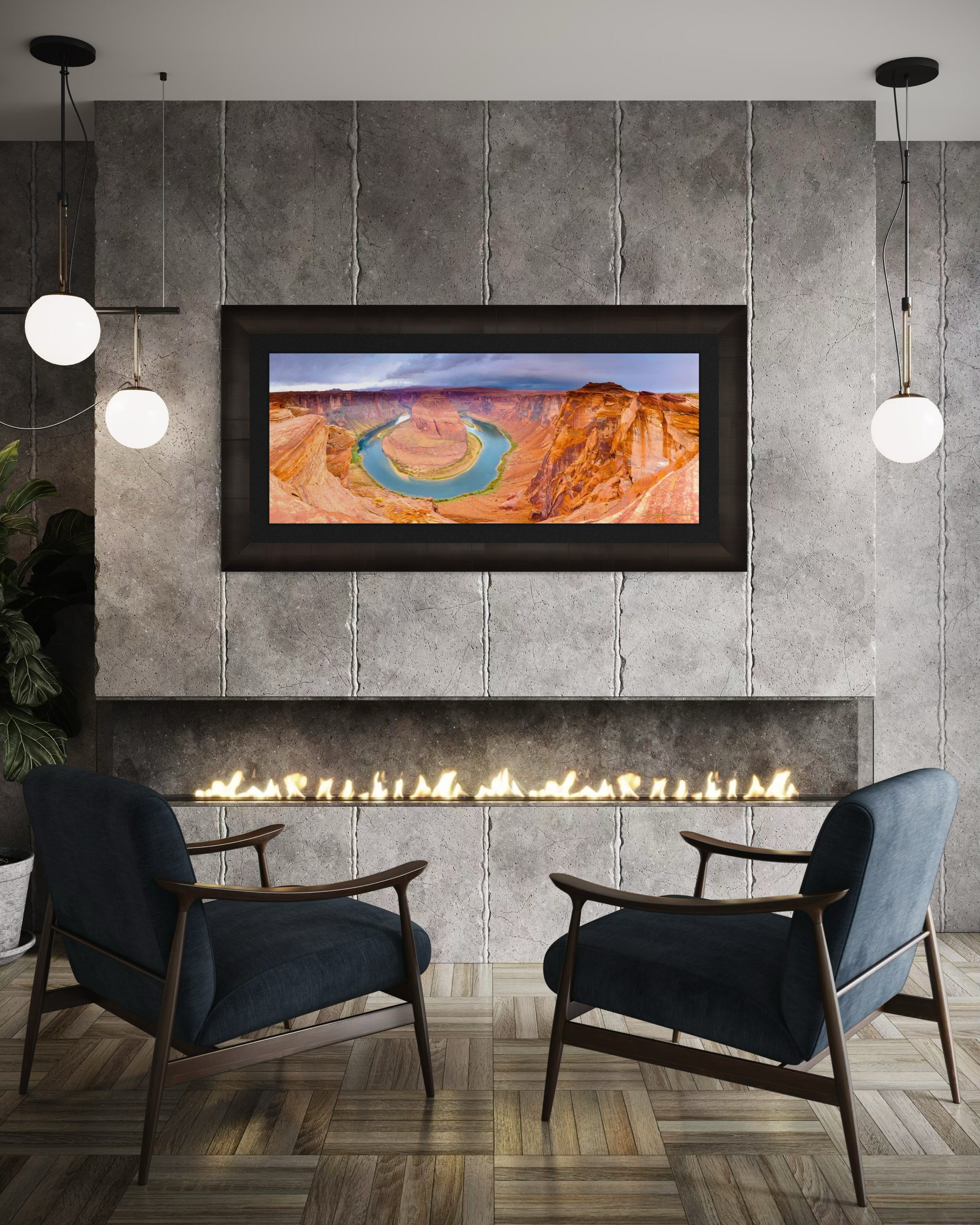 Horseshoe Bend at dawn, Arizona. Sunlight filters through the canyon walls illuminating the curve of the Colorado River. #Finish_Roma Dark Ash Frame & Dark Liner