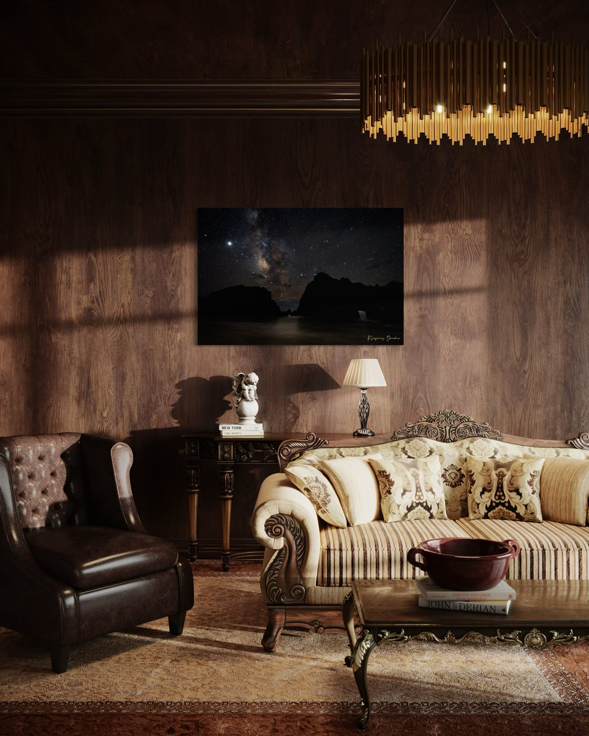 Keyhole Arch framed by the Milky Way galaxy on a clear night at Pfeiffer Beach in Big Sur, California. #Finish_Acrylic Recess