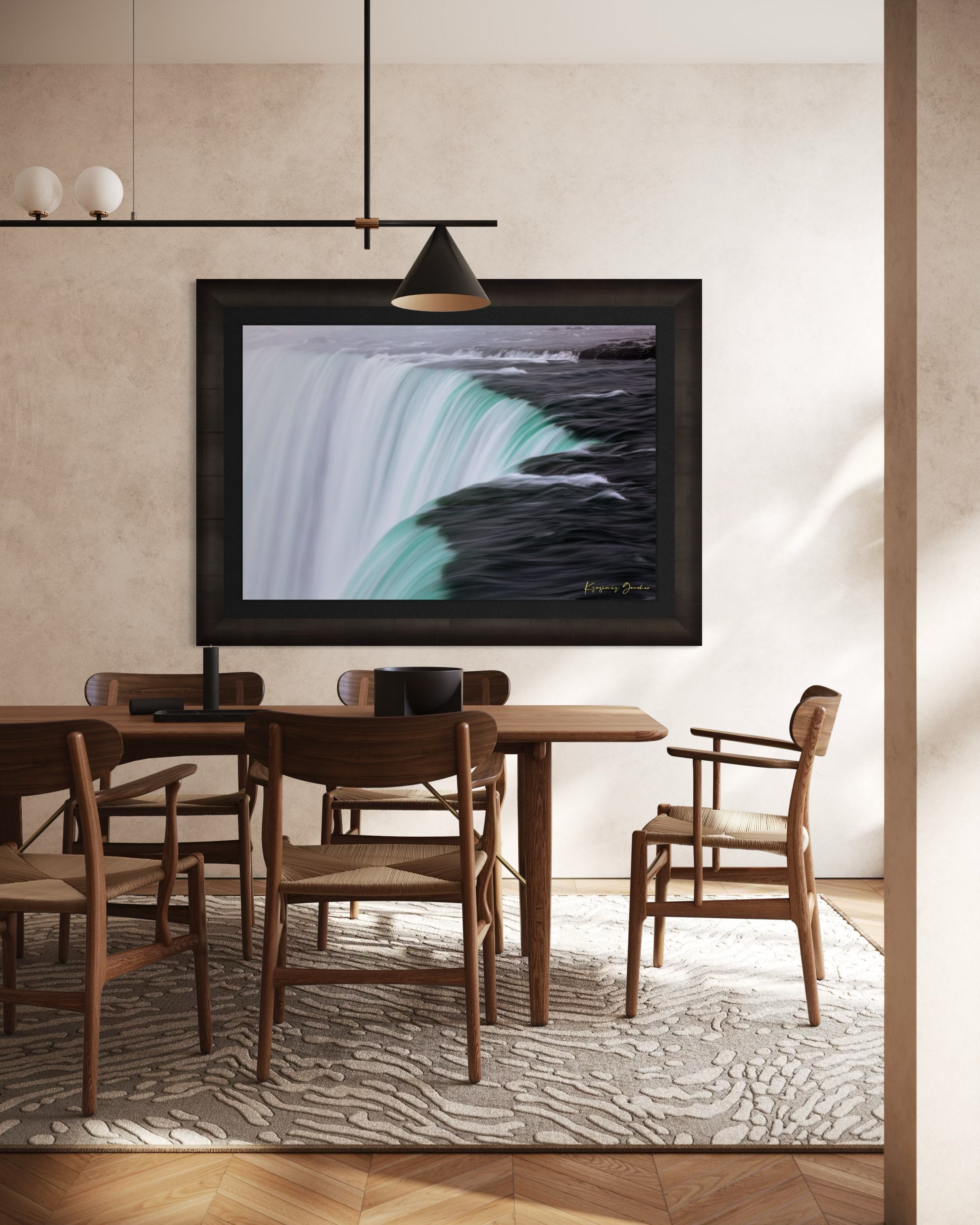 Niagara Falls waterfall surface showing turquoise gradients and motion in daylight. #Finish_Roma Dark Ash Frame & Dark Liner